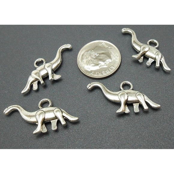 10pcs Dinosaur Charms silver tone metal Brontosaurus for jewelry making - Picture 4 of 6